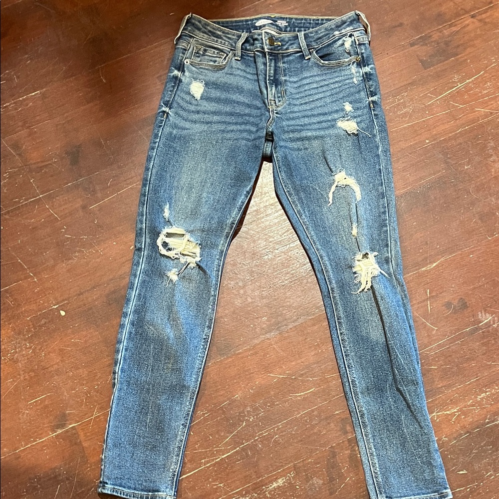 Old Navy Distressed Skinny Jeans in Blue - Picture 3 of 13